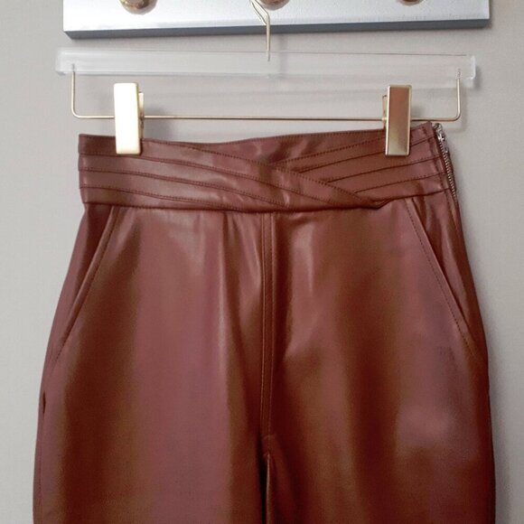 NWT 7 For all Mankind cognac brown faux leather pants, XS - Picture 7 of 9